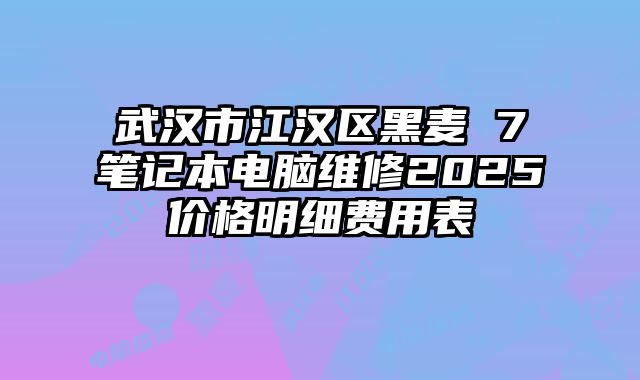 武汉市江汉区黑麦 7笔记本电脑维修2025价格明细费用表