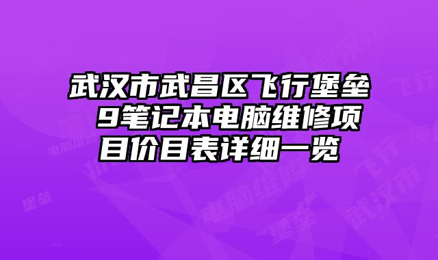 武汉市武昌区飞行堡垒 9笔记本电脑维修项目价目表详细一览