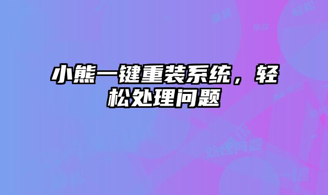 小熊一键重装系统，轻松处理问题