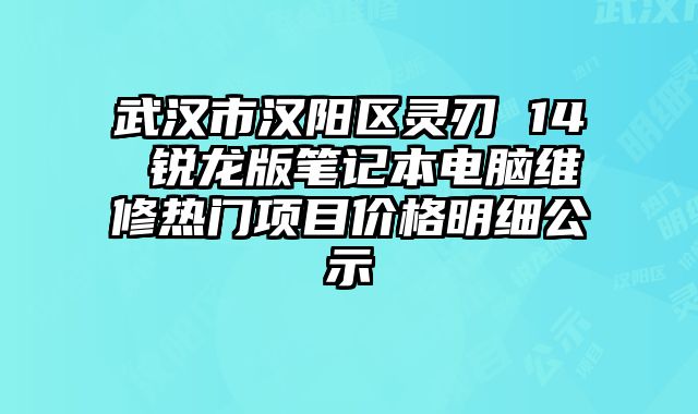 武汉市汉阳区灵刃 14 锐龙版笔记本电脑维修热门项目价格明细公示