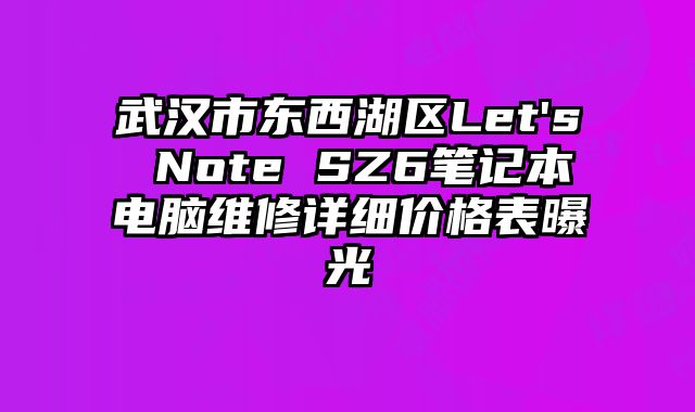 武汉市东西湖区Let's Note SZ6笔记本电脑维修详细价格表曝光