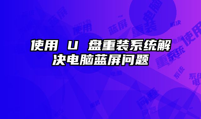 使用 U 盘重装系统解决电脑蓝屏问题