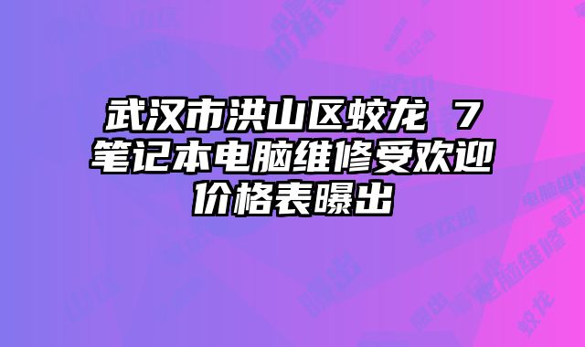 武汉市洪山区蛟龙 7笔记本电脑维修受欢迎价格表曝出