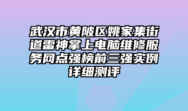 武汉市黄陂区姚家集街道雷神掌上电脑维修服务网点强榜前三强实例详细测评