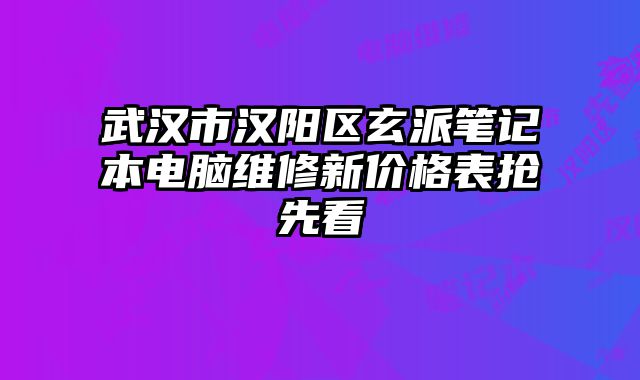 武汉市汉阳区玄派笔记本电脑维修新价格表抢先看