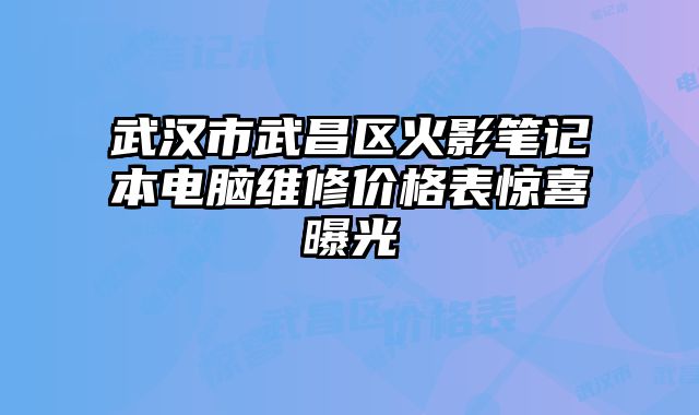 武汉市武昌区火影笔记本电脑维修价格表惊喜曝光