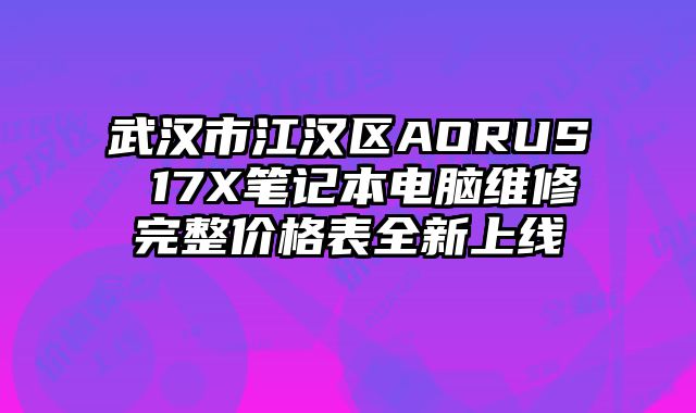 武汉市江汉区AORUS 17X笔记本电脑维修完整价格表全新上线