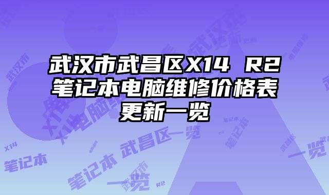 武汉市武昌区X14 R2笔记本电脑维修价格表更新一览