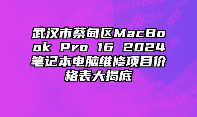 武汉市蔡甸区MacBook Pro 16 2024笔记本电脑维修项目价格表大揭底