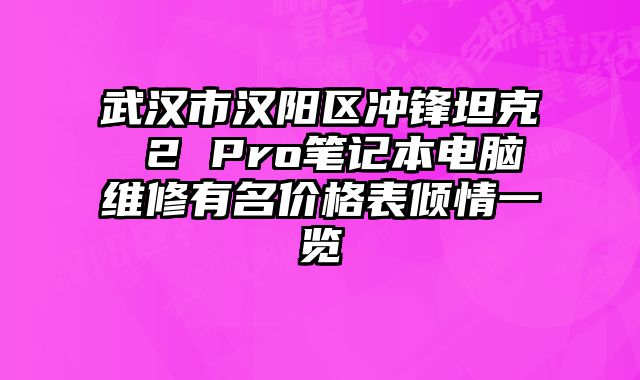 武汉市汉阳区冲锋坦克 2 Pro笔记本电脑维修有名价格表倾情一览