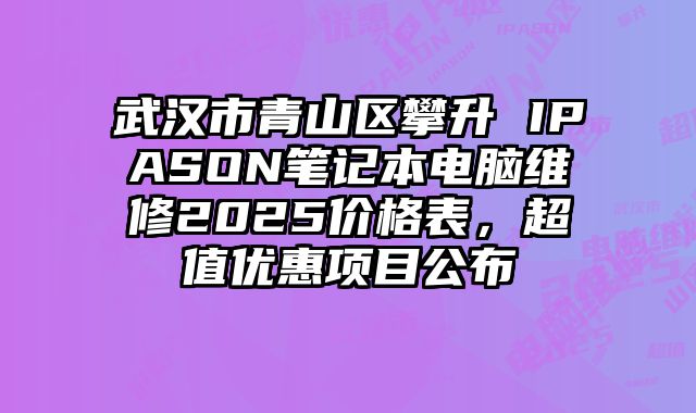 武汉市青山区攀升 IPASON笔记本电脑维修2025价格表，超值优惠项目公布