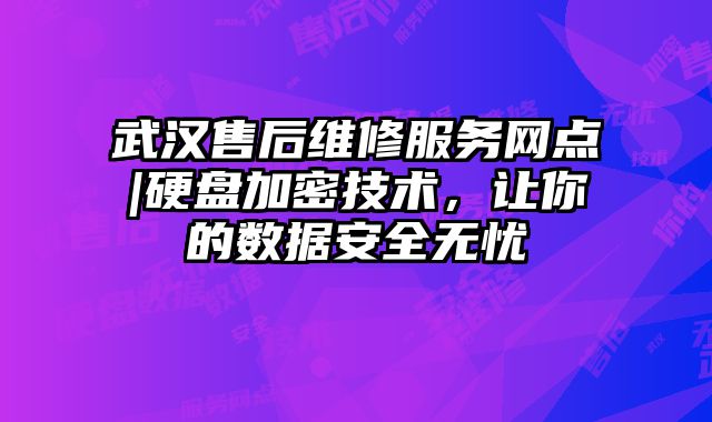 武汉售后维修服务网点|硬盘加密技术，让你的数据安全无忧