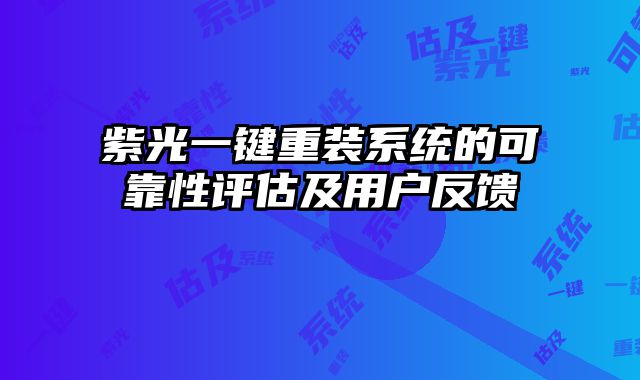 紫光一键重装系统的可靠性评估及用户反馈