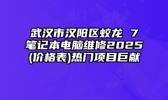 武汉市汉阳区蛟龙 7笔记本电脑维修2025(价格表)热门项目巨献