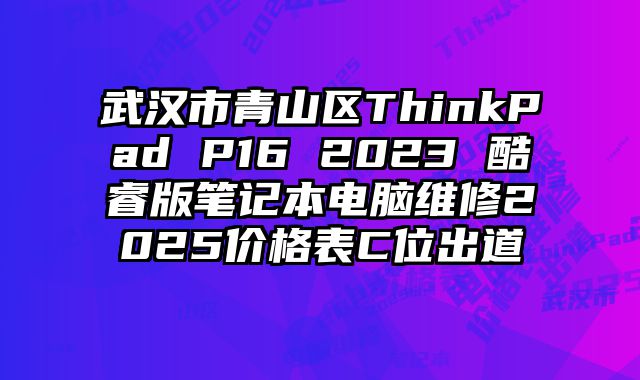 武汉市青山区ThinkPad P16 2023 酷睿版笔记本电脑维修2025价格表C位出道