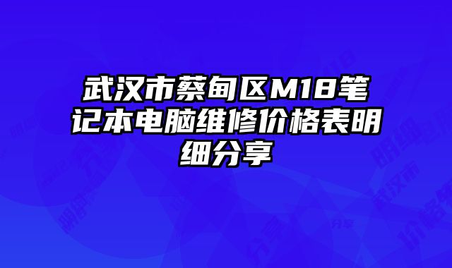 武汉市蔡甸区M18笔记本电脑维修价格表明细分享