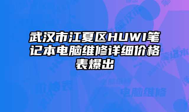 武汉市江夏区HUWI笔记本电脑维修详细价格表爆出