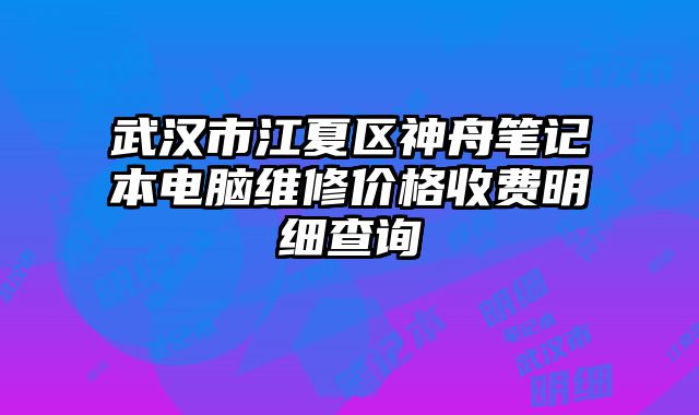 武汉市江夏区神舟笔记本电脑维修价格收费明细查询