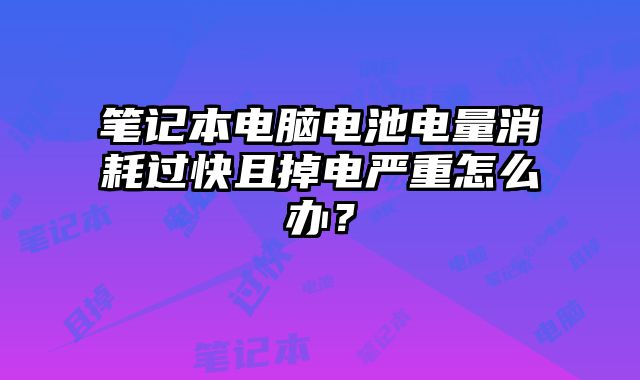 笔记本电脑电池电量消耗过快且掉电严重怎么办？