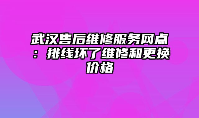 武汉售后维修服务网点：排线坏了维修和更换价格