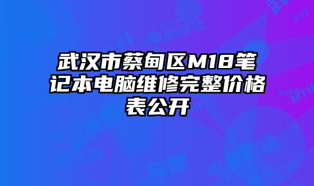 武汉市蔡甸区M18笔记本电脑维修完整价格表公开