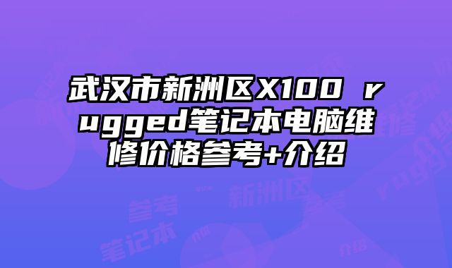 武汉市新洲区X100 rugged笔记本电脑维修价格参考+介绍