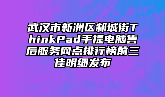 武汉市新洲区邾城街ThinkPad手提电脑售后服务网点排行榜前三佳明细发布