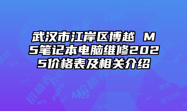 武汉市江岸区博越 M5笔记本电脑维修2025价格表及相关介绍