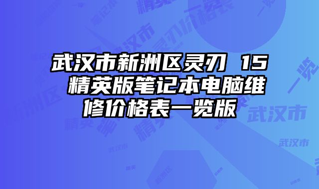 武汉市新洲区灵刃 15 精英版笔记本电脑维修价格表一览版