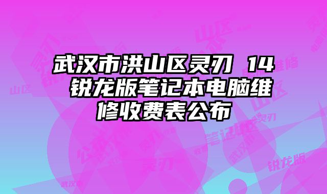 武汉市洪山区灵刃 14 锐龙版笔记本电脑维修收费表公布