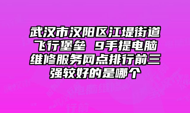 武汉市汉阳区江堤街道飞行堡垒 9手提电脑维修服务网点排行前三强较好的是哪个