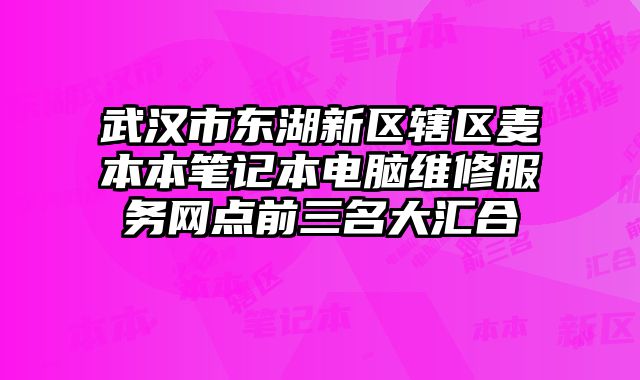 武汉市东湖新区辖区麦本本笔记本电脑维修服务网点前三名大汇合