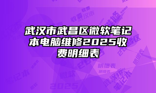 武汉市武昌区微软笔记本电脑维修2025收费明细表