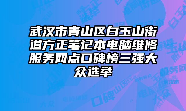 武汉市青山区白玉山街道方正笔记本电脑维修服务网点口碑榜三强大众选举