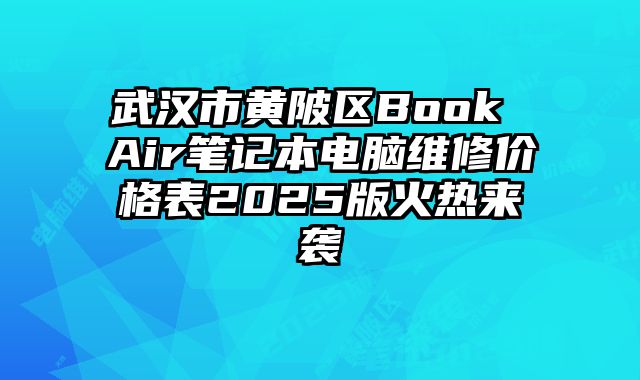 武汉市黄陂区Book Air笔记本电脑维修价格表2025版火热来袭