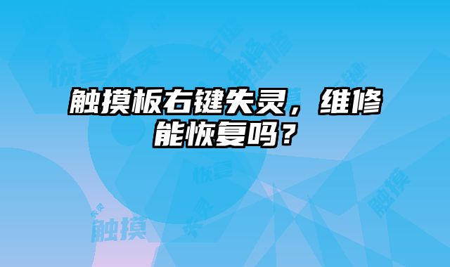 触摸板右键失灵，维修能恢复吗？