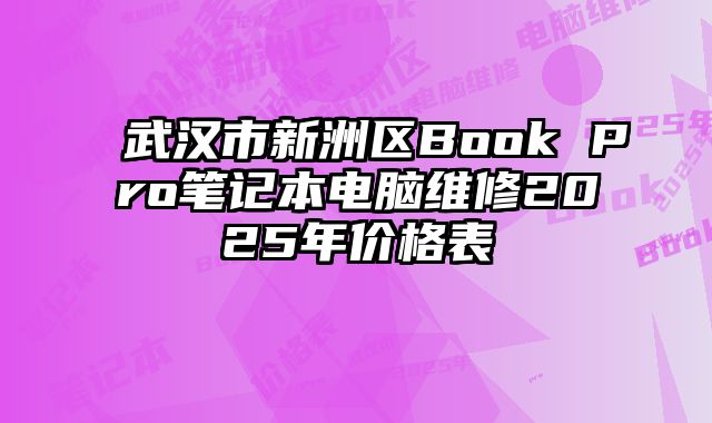 武汉市新洲区Book Pro笔记本电脑维修2025年价格表