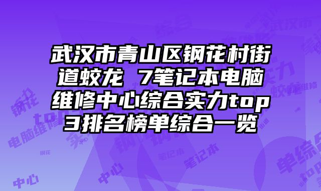 武汉市青山区钢花村街道蛟龙 7笔记本电脑维修中心综合实力top3排名榜单综合一览