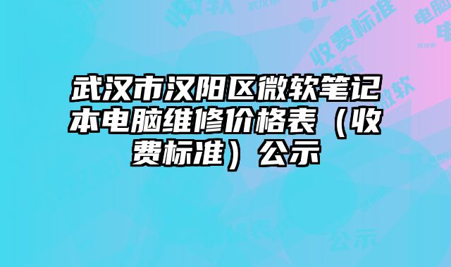 武汉市汉阳区微软笔记本电脑维修价格表（收费标准）公示