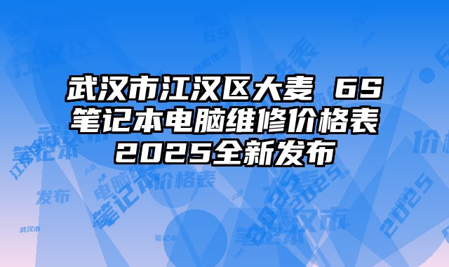 武汉市江汉区大麦 6S笔记本电脑维修价格表2025全新发布