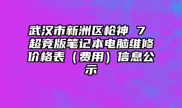 武汉市新洲区枪神 7 超竞版笔记本电脑维修价格表（费用）信息公示