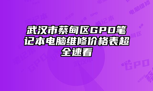 武汉市蔡甸区GPD笔记本电脑维修价格表超全速看