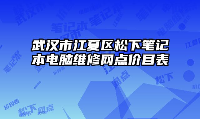 武汉市江夏区松下笔记本电脑维修网点价目表