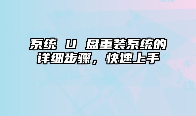 系统 U 盘重装系统的详细步骤，快速上手