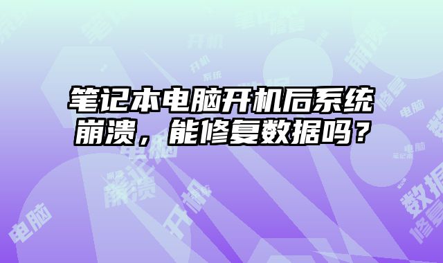 笔记本电脑开机后系统崩溃，能修复数据吗？