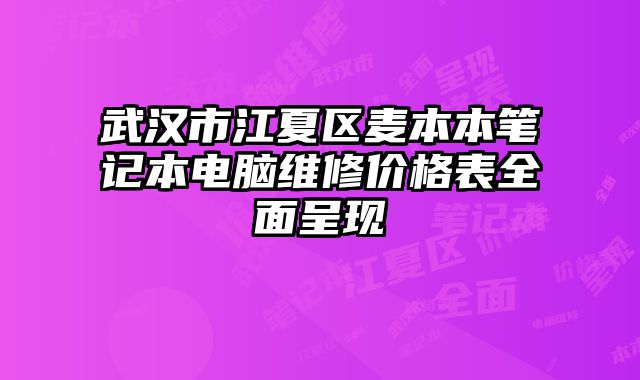 武汉市江夏区麦本本笔记本电脑维修价格表全面呈现