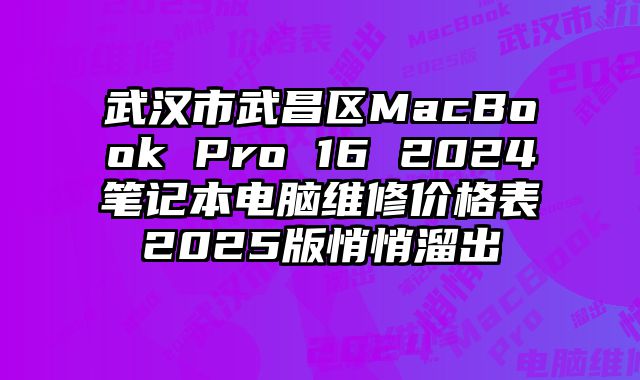 武汉市武昌区MacBook Pro 16 2024笔记本电脑维修价格表2025版悄悄溜出