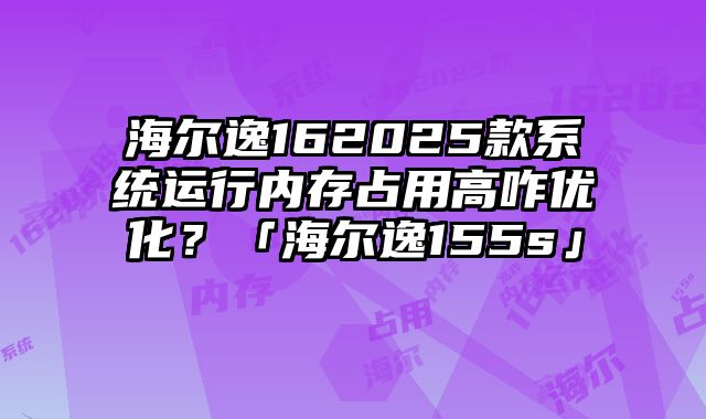 海尔逸162025款系统运行内存占用高咋优化？「海尔逸155s」