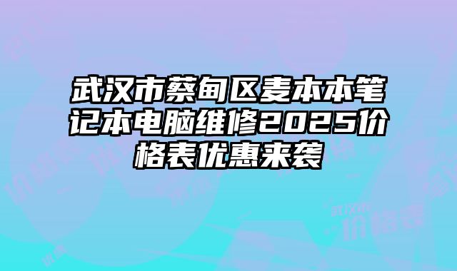 武汉市蔡甸区麦本本笔记本电脑维修2025价格表优惠来袭