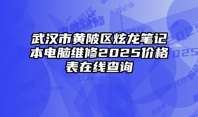 武汉市黄陂区炫龙笔记本电脑维修2025价格表在线查询